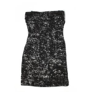Taboo Black Glittery Shiny Goth Strapless Cocktail Dress